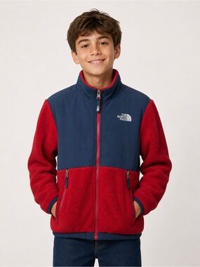 The North Face Denali Fleece Jacket Youth M 10/12 Red Navy Full Zip